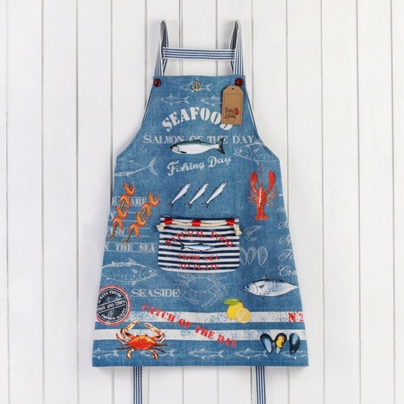 Kitchen Chic Other - NWT Kitchen APRON SEAFOOD fish chef Apron - French Chic Apron 100% Cotton - OS